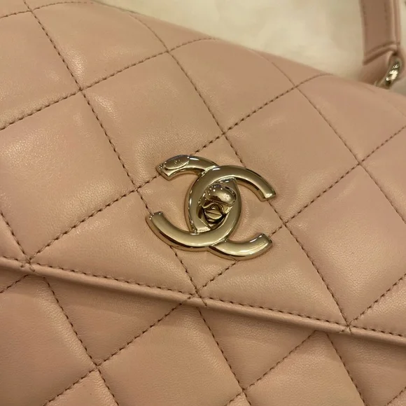 CHANEL Lambskin Quilted Trendy CC Dual Handle Flap Bag Beige - Picture 8 of 15